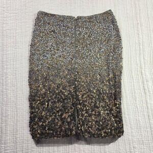 Renzo + Kai Ombre Sequin Pencil Skirt NWT Grey Silver Gold Saks Fifth Avenue Med